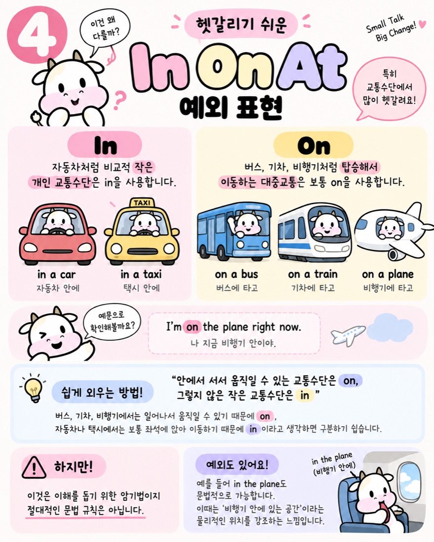 헷갈리기 쉬운 In On At 예외 표현