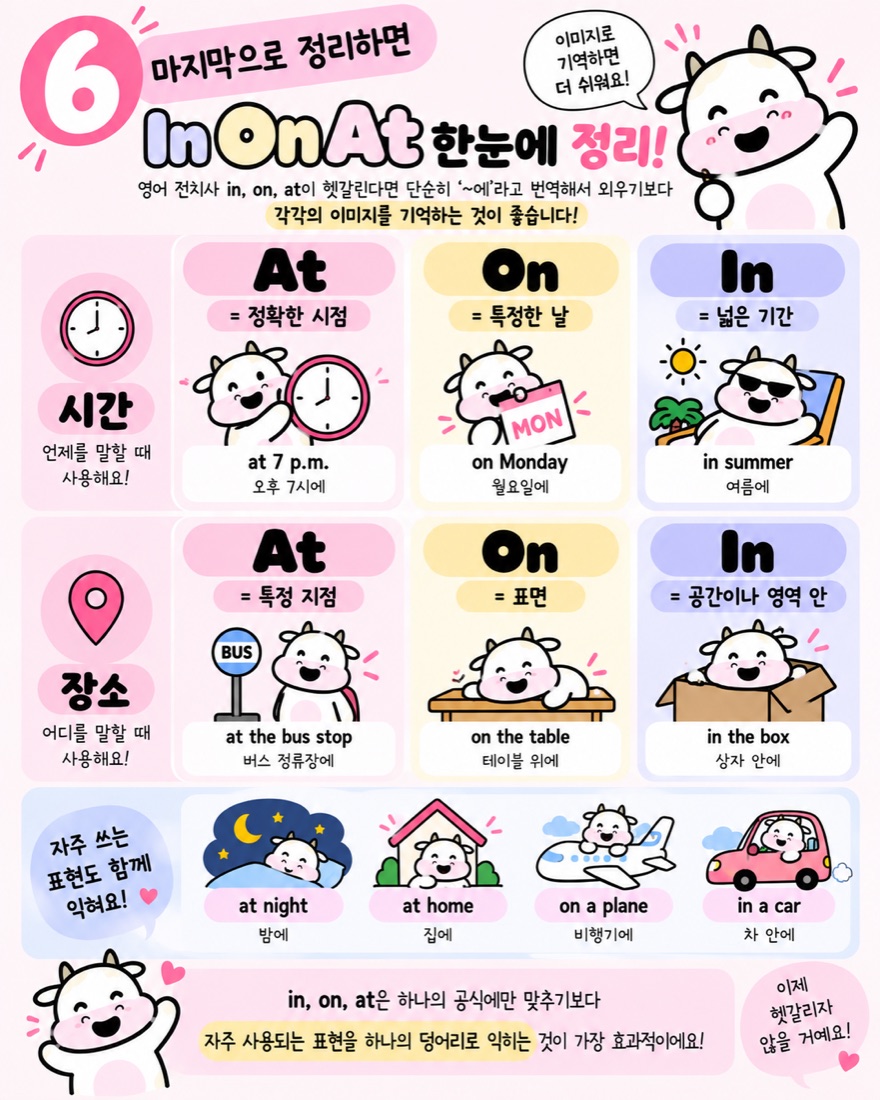 In On At 마지막으로 정리하면