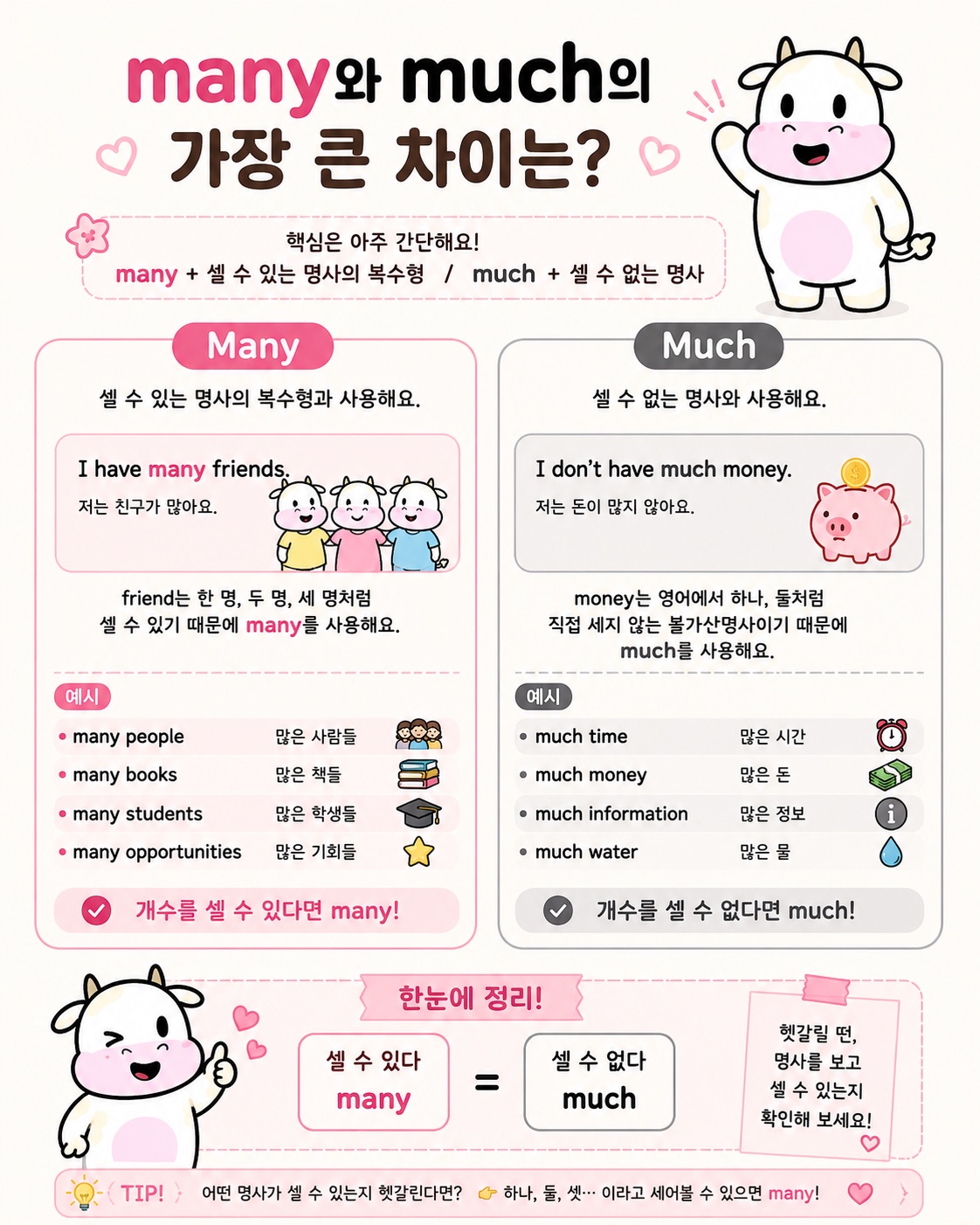 many와 much 차이